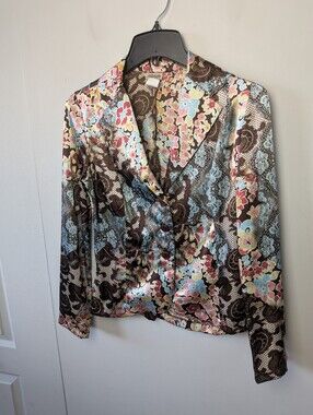 Truelight Clothing USA Women Blazer Glossy Size Medium Patchwork Made In USA